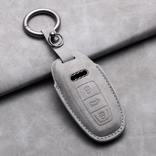 For Audi A3 A4 A6 A7 A8 B9 C8 D5 4K S8 Q7 Q8 SQ8 Leather Car Key Cover Case Shell Protector Bag Keychain Keyring Car Accessories