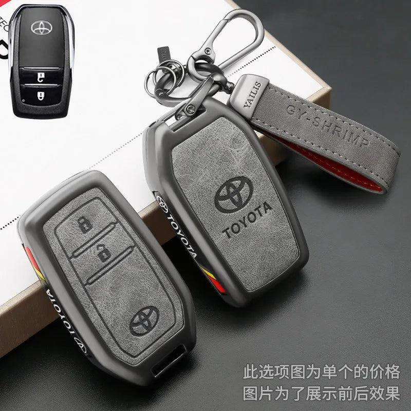 Car Key Case Cover Bag Shell for Toyota C-HR Prius RAV 4 Camry Corolla Land Cruiser 200 Prado Crown TLK 200 Yaris Cross Hilux