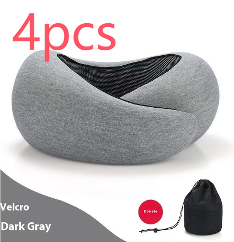 Soft Memory Foam Travel Neck Pillow U Shape Adjustable Support Comfortably Sleeping on Plane Car Office Noon Break