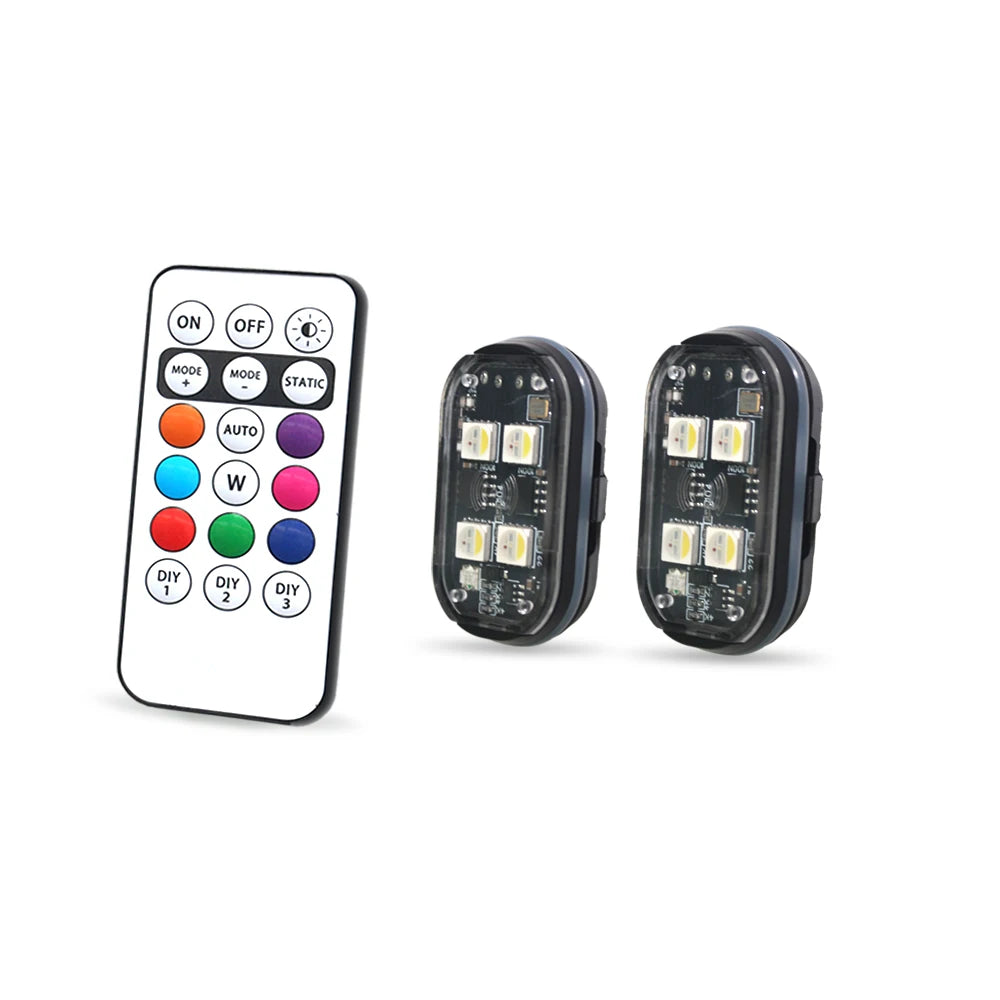 2/4Pcs Wireless LED Strobe Lights Car Décor Atmosphere Light