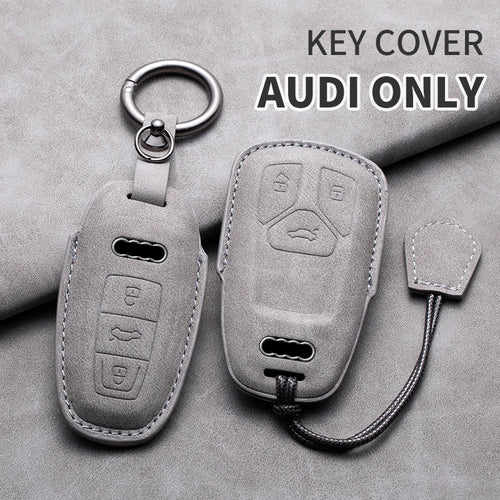 For Audi A3 A4 A6 A7 A8 B9 C8 D5 4K S8 Q7 Q8 SQ8 Leather Car Key Cover Case Shell Protector Bag Keychain Keyring Car Accessories