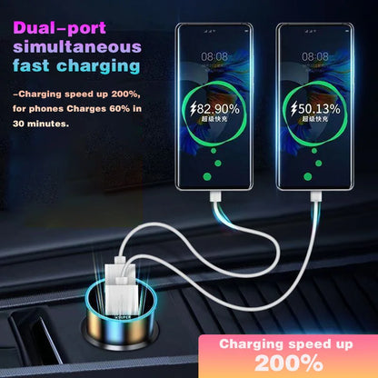 شاحن سيارة 240 واط بمنفذين USB، شاشة عرض رقمية للجهد في الوقت الفعلي