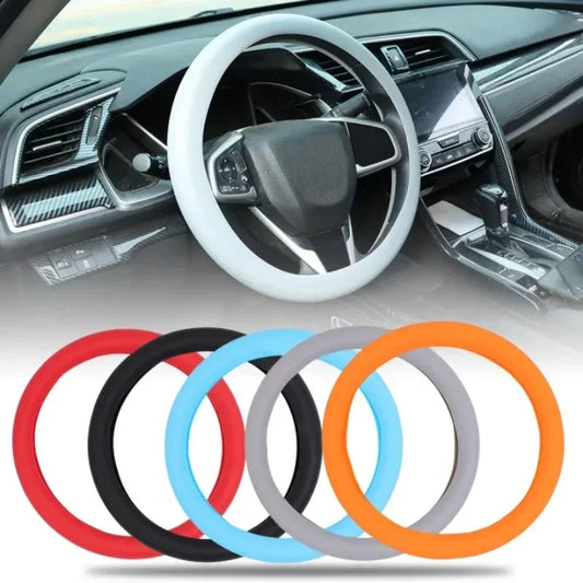 Car Universal Silicone Steering Wheel Elastic Glove Cover Texture Soft Auto Multi Accessories Decoration DIY Covers Color