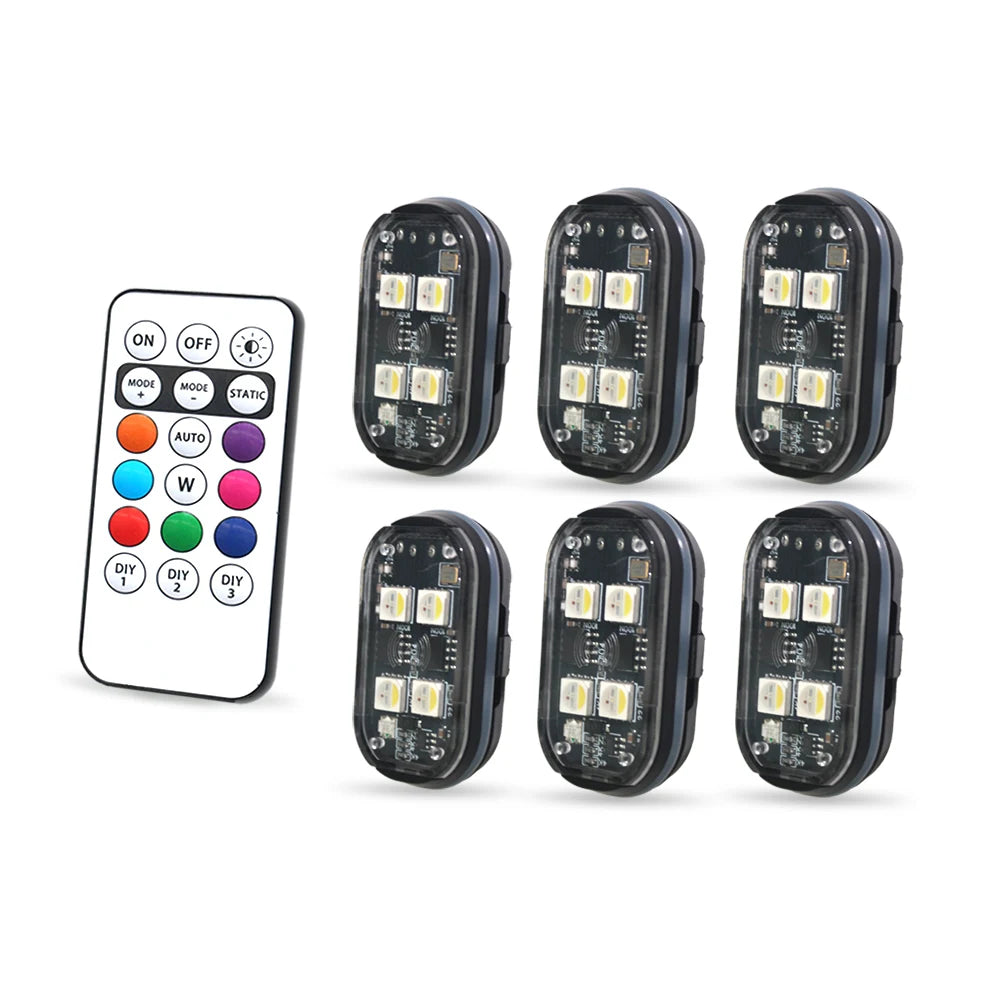 2/4pcs Wireless Decor Atmosphere LED Car Lights