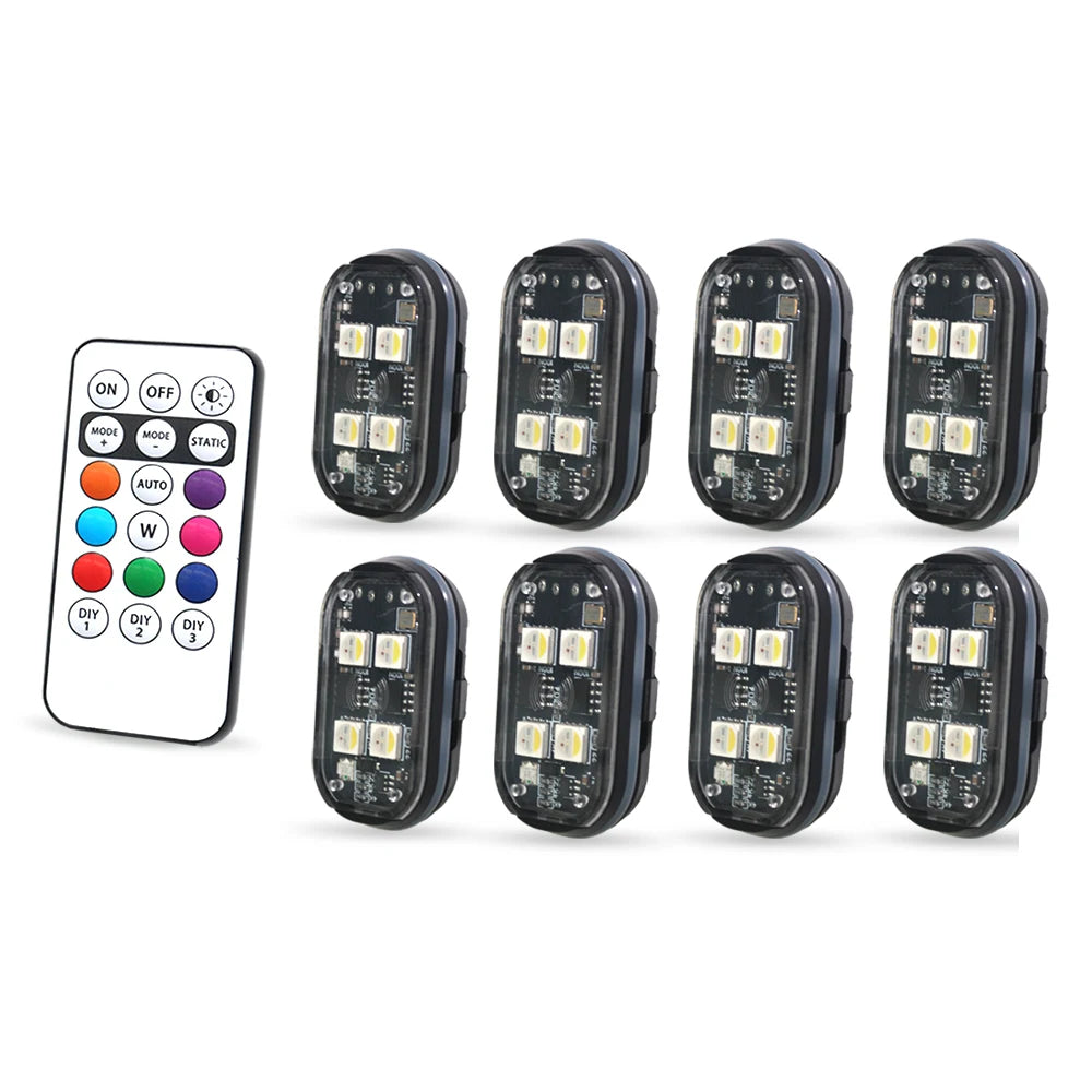 2/4pcs Wireless Decor Atmosphere LED Car Lights