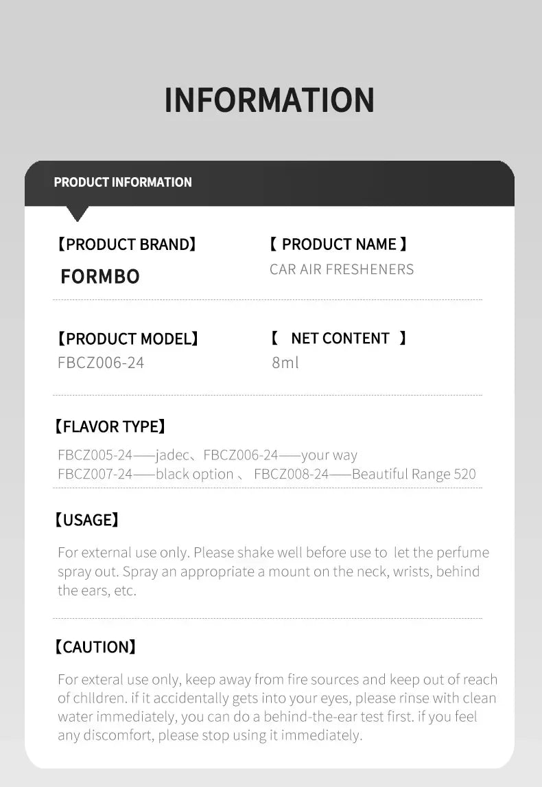 Car mounted lanyard perfume bottle, odor removing fragrance pendant for automobile, air freshener Accessories