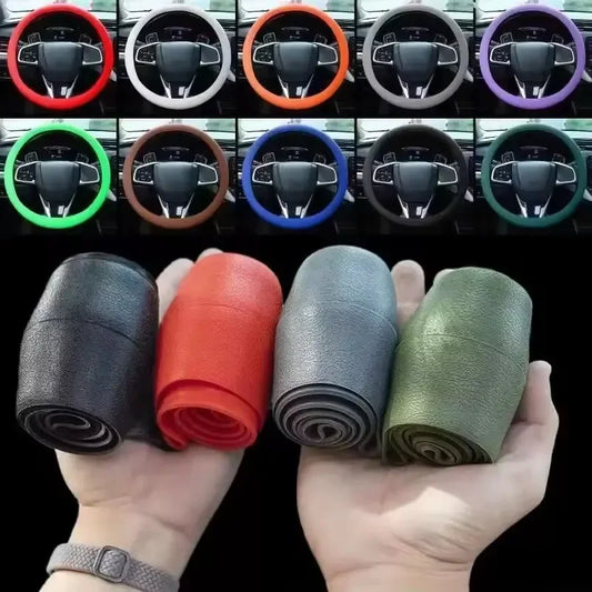 Car Universal Silicone Steering Wheel Elastic Glove Cover Texture Soft Auto Multi Accessories Decoration DIY Covers Color