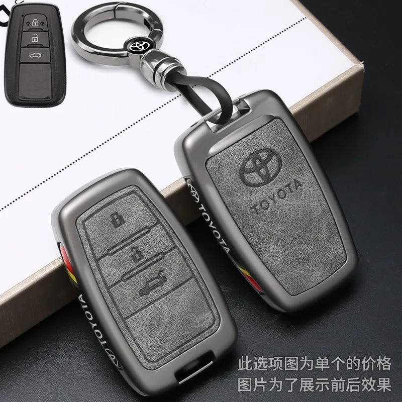 Car Key Case Cover Bag Shell for Toyota C-HR Prius RAV 4 Camry Corolla Land Cruiser 200 Prado Crown TLK 200 Yaris Cross Hilux
