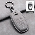 For Audi A3 A4 A6 A7 A8 B9 C8 D5 4K S8 Q7 Q8 SQ8 Leather Car Key Cover Case Shell Protector Bag Keychain Keyring Car Accessories