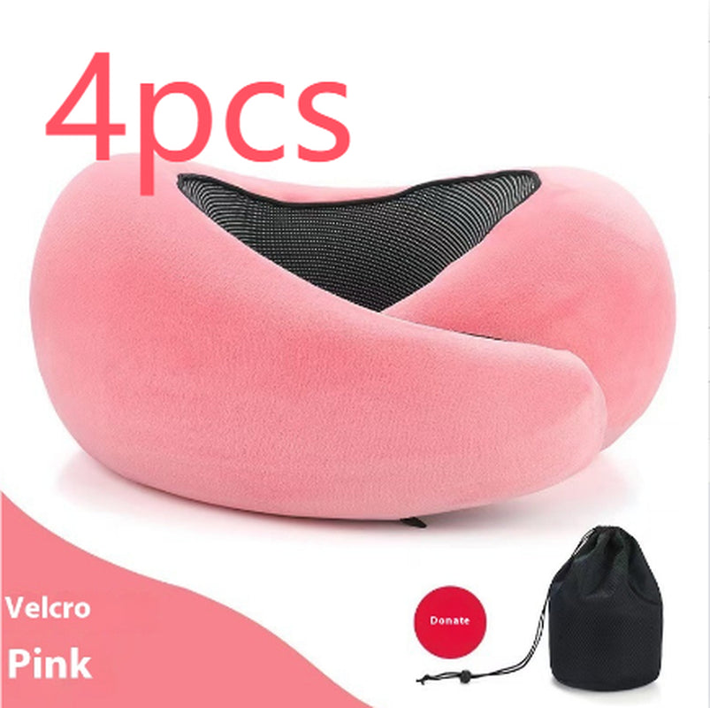 Soft Memory Foam Travel Neck Pillow U Shape Adjustable Support Comfortably Sleeping on Plane Car Office Noon Break