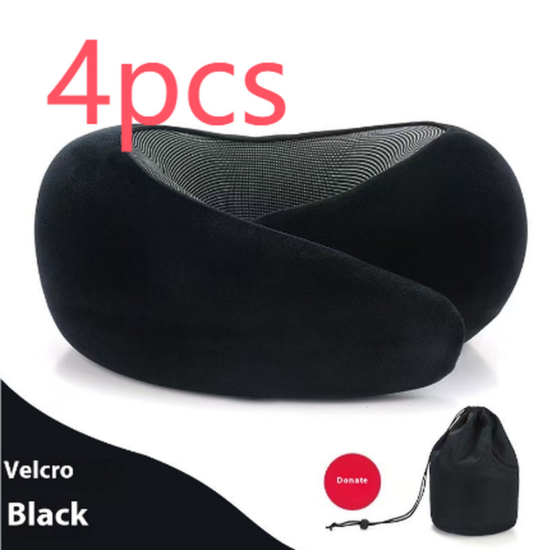 Soft Memory Foam Travel Neck Pillow U Shape Adjustable Support Comfortably Sleeping on Plane Car Office Noon Break